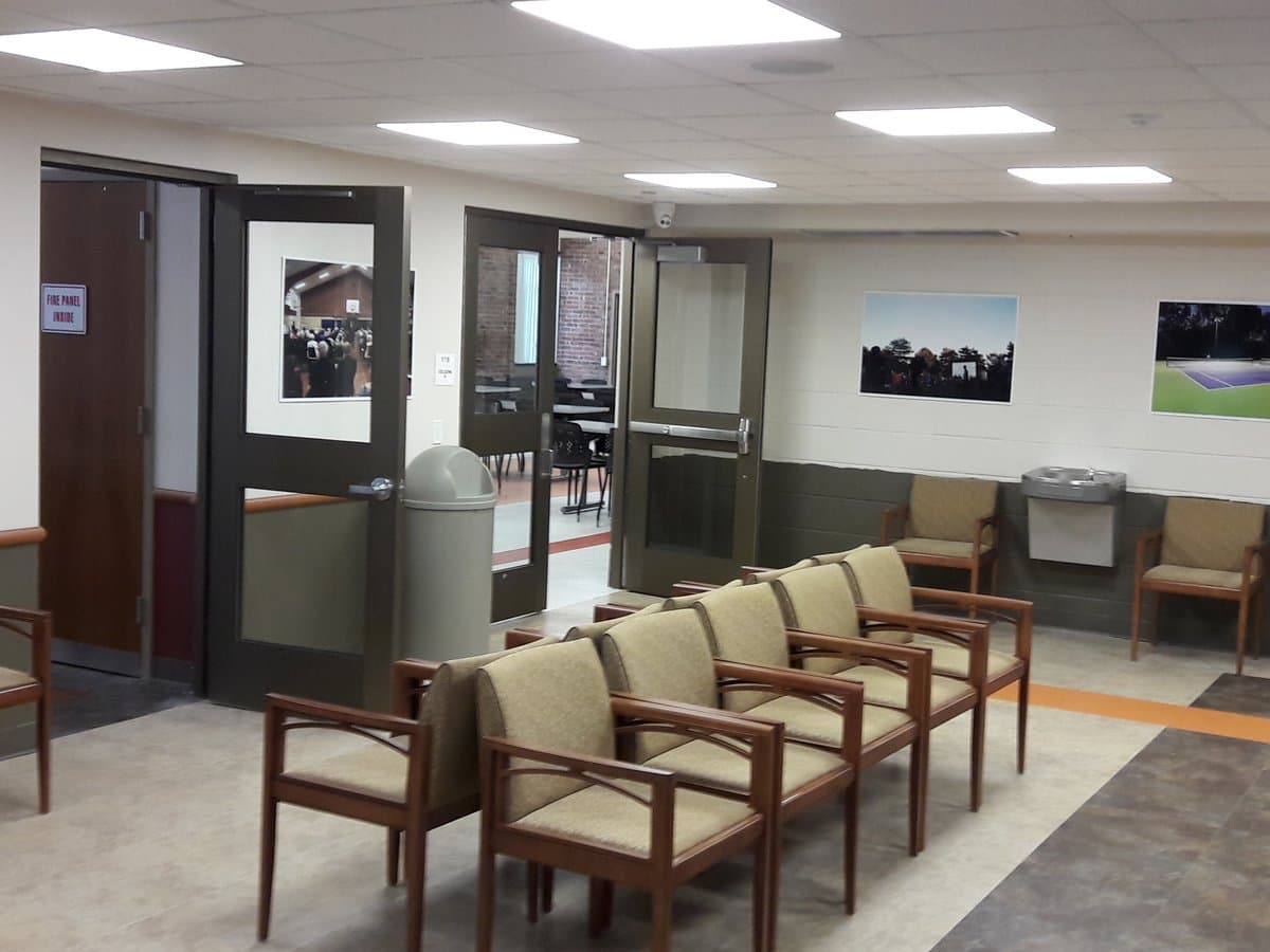 Waiting-room chairs ready for cleaning and reupholstery